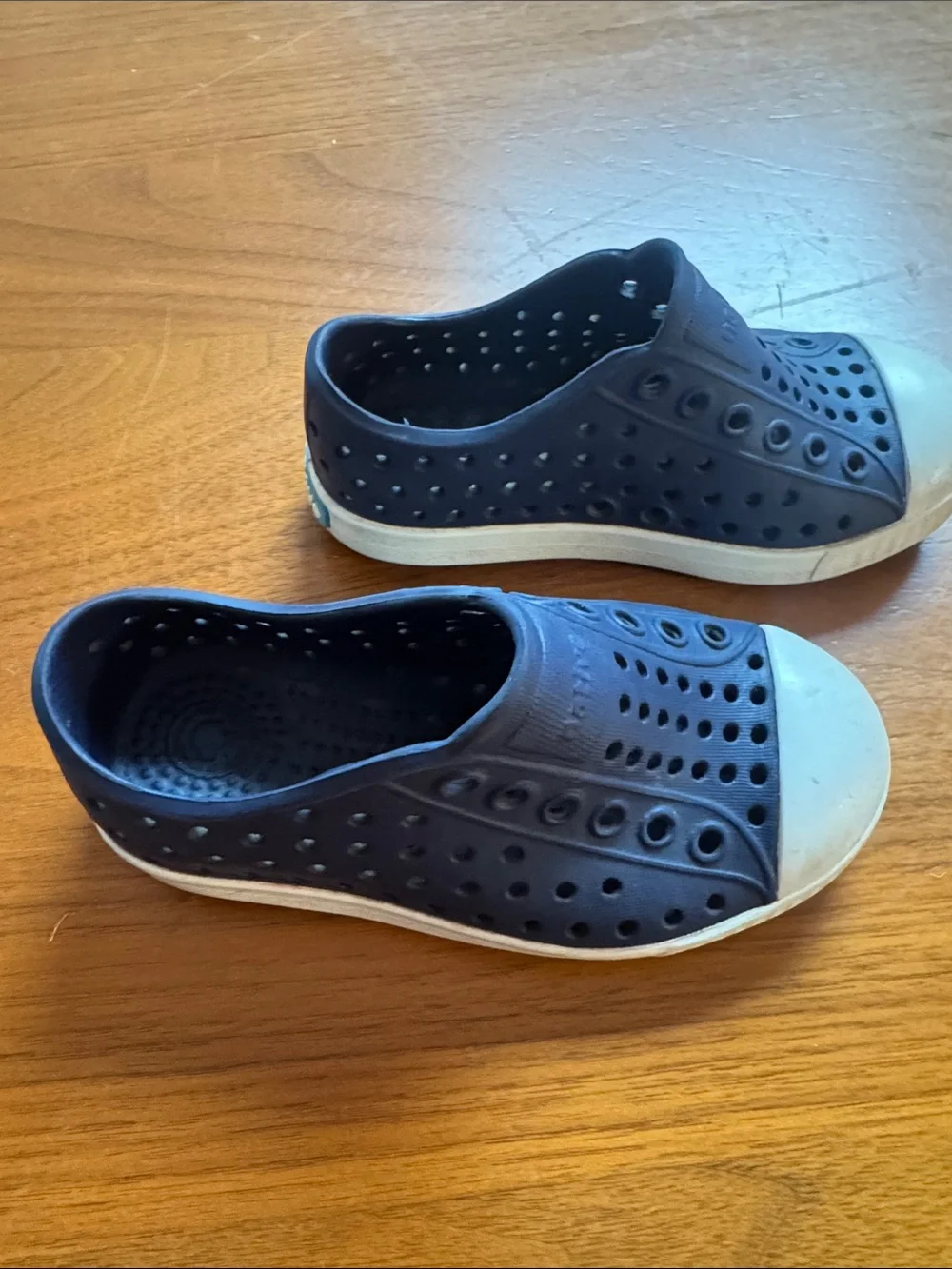Native Shoes Kids Navy Blue Slip-On Water Sneakers with White Toe Caps